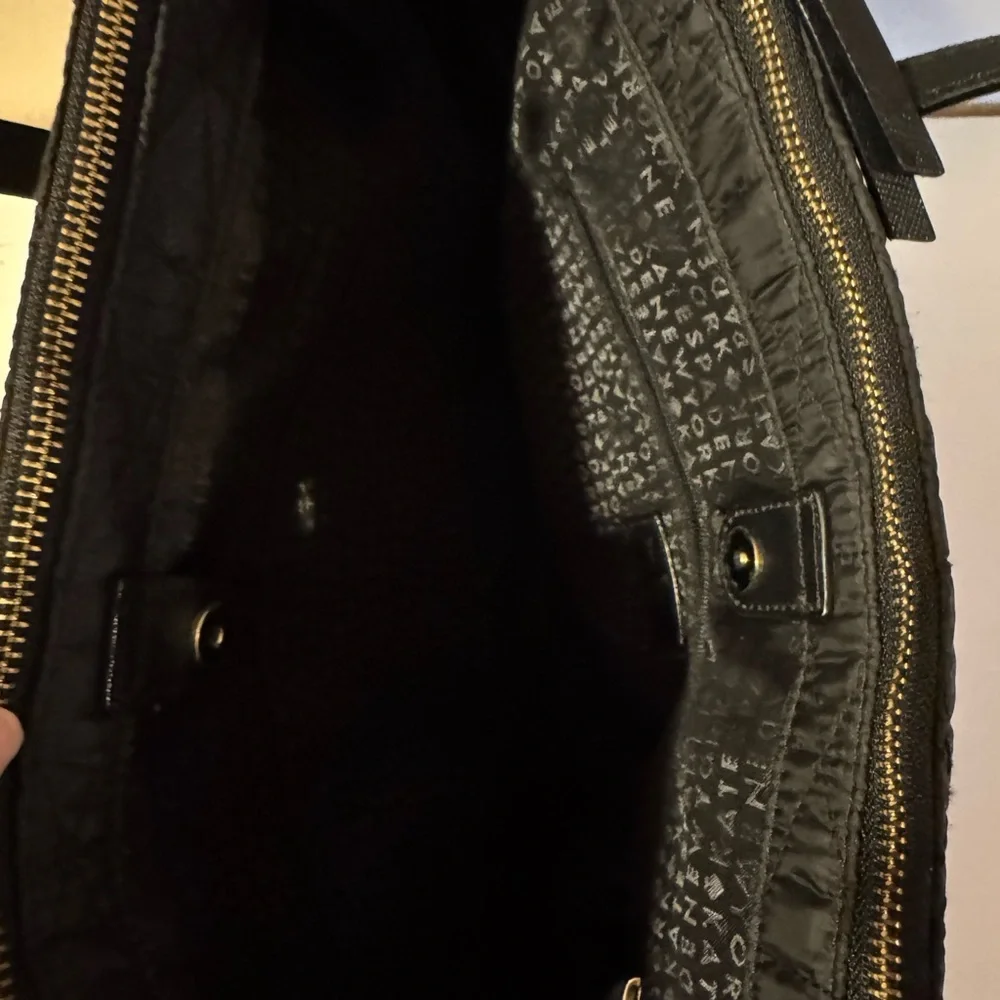 Kate Spade Black Quilted Double Zippered Tote Bag